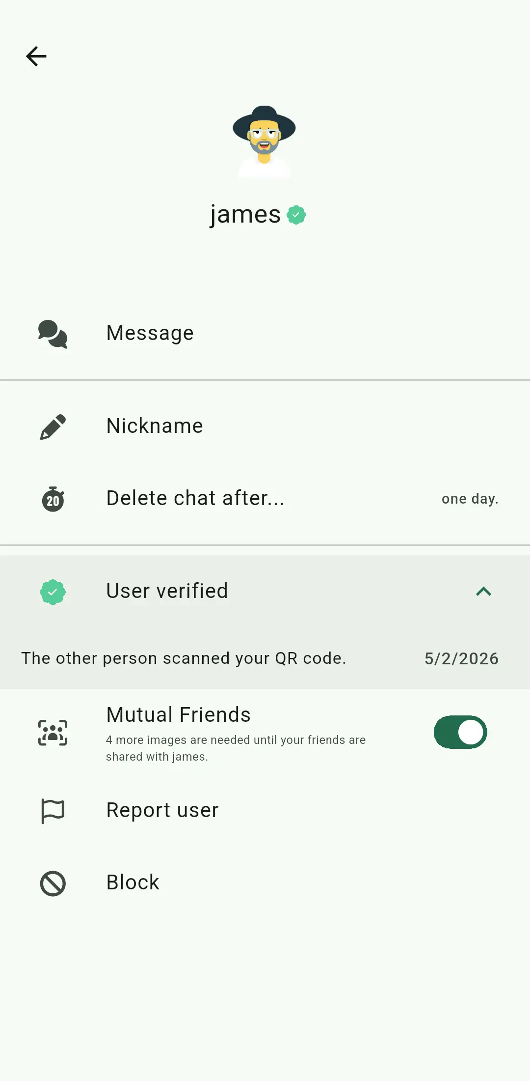 Kontakt wurde via QR-Code verifiziert