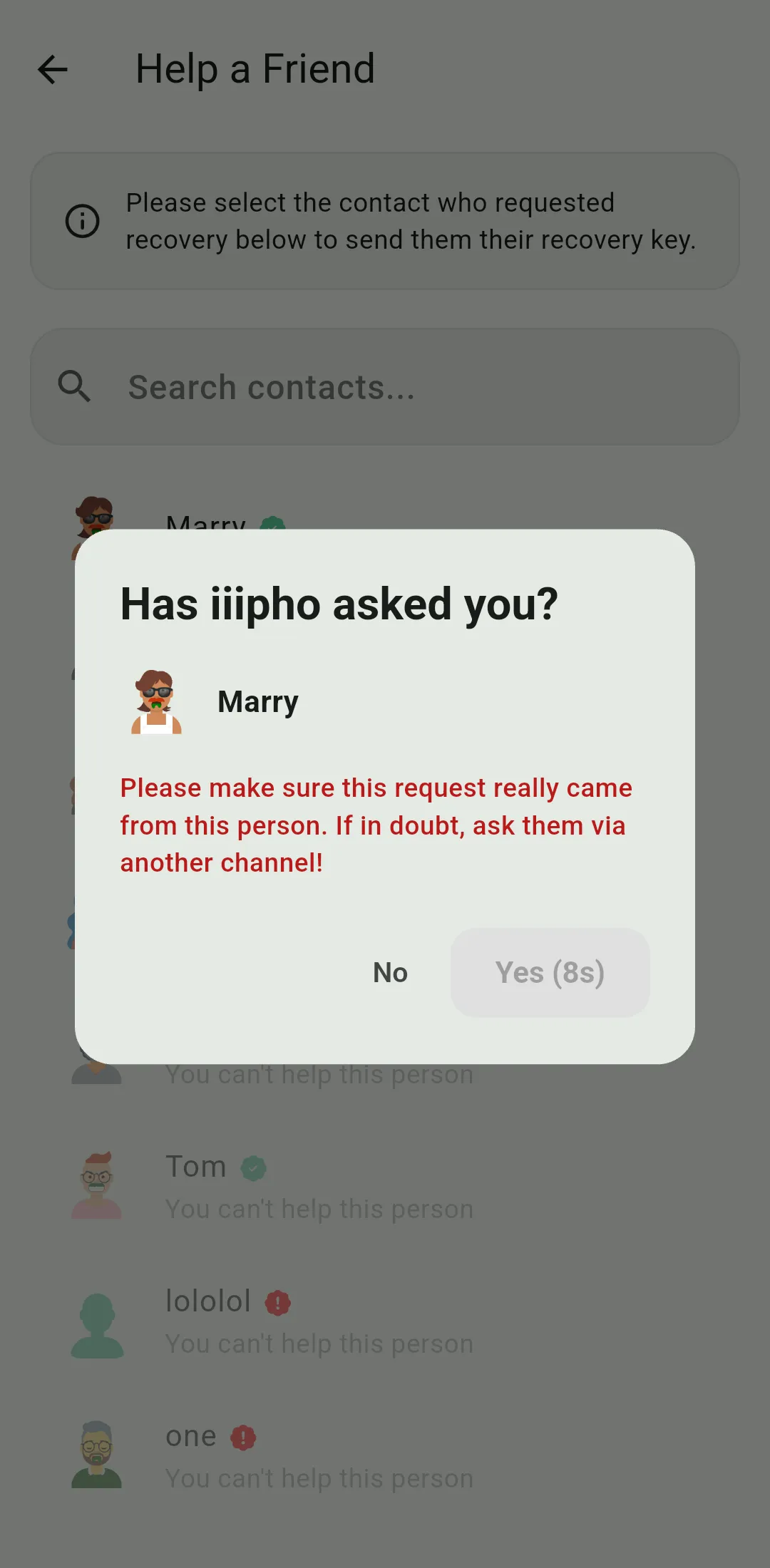 Phishing prevention dialog